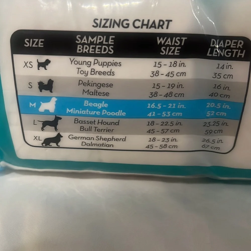 Simple solution disposable doggy diapers BRAND NEW medium waist 16.5” to 21”